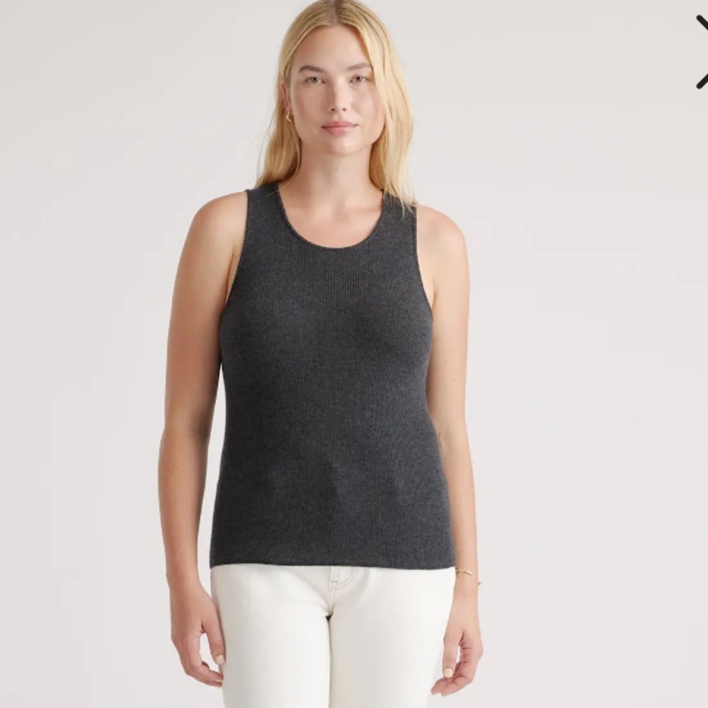 QUINCE Featherweight Cashmere Ribbed Tank Size XS
